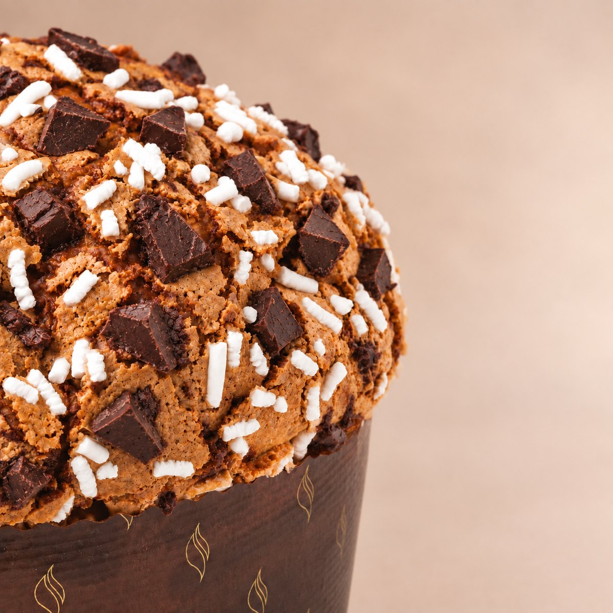 Panettone Café et Chocolat : gros plan sur le dessus