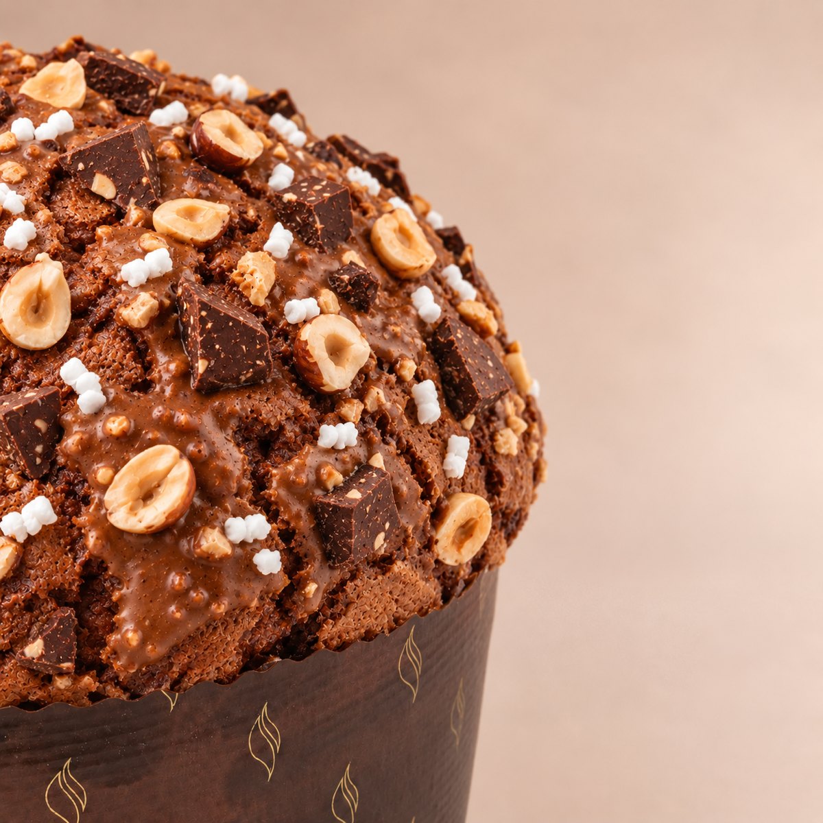 Panettone Gianduja : gros plan sur le dessus